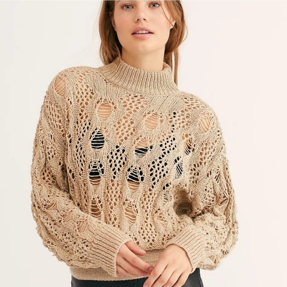 NWOT Free People Baja Sur Pullover Knit Sweater Size Small